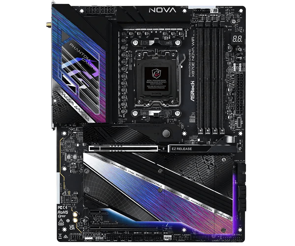 ASRock X870E Nova WiFi AMD AM5 Socket Gaming Motherboard | 90 - MXBPX0 - A0UAYZ - 801964409720 - Vektra Computers LLC ASRock X870E Nova WiFi AMD AM5 Socket Gaming Motherboard | 90 - MXBPX0 - A0UAYZ - 801964409720 - Vektra Computers LLC